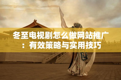 冬至电视剧怎么做网站推广：有效策略与实用技巧